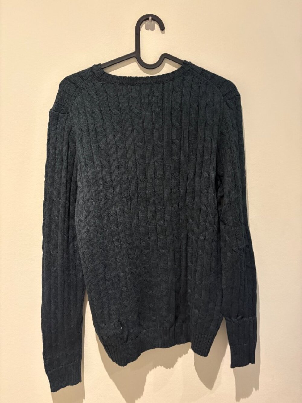 Polo Ralph Lauren Cable Knit Cotton Sweater Dark Green Red Pony - Picture 4 of 10
